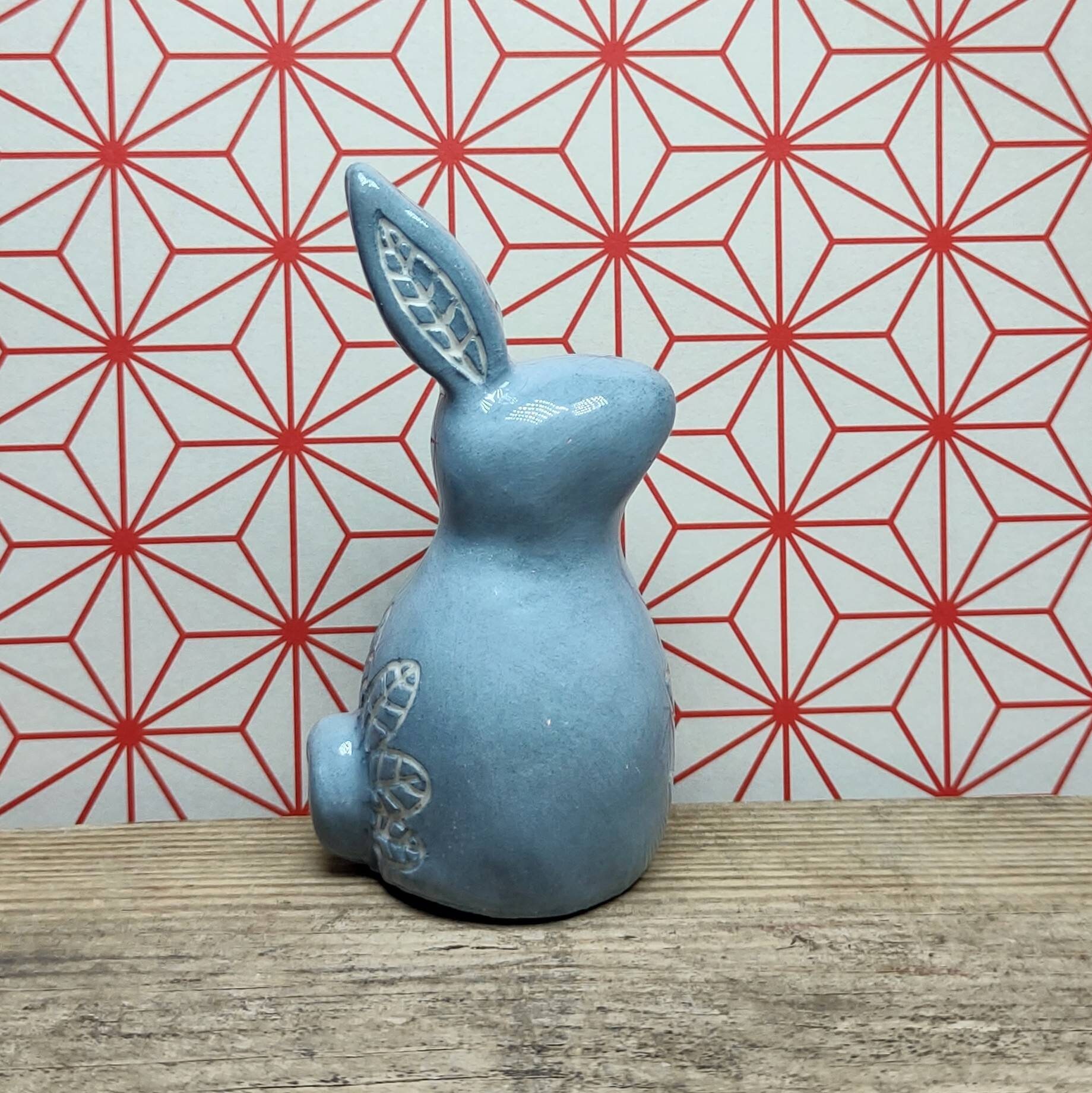 Petit Lapin en Faïence 6, 5 cm - Bleu