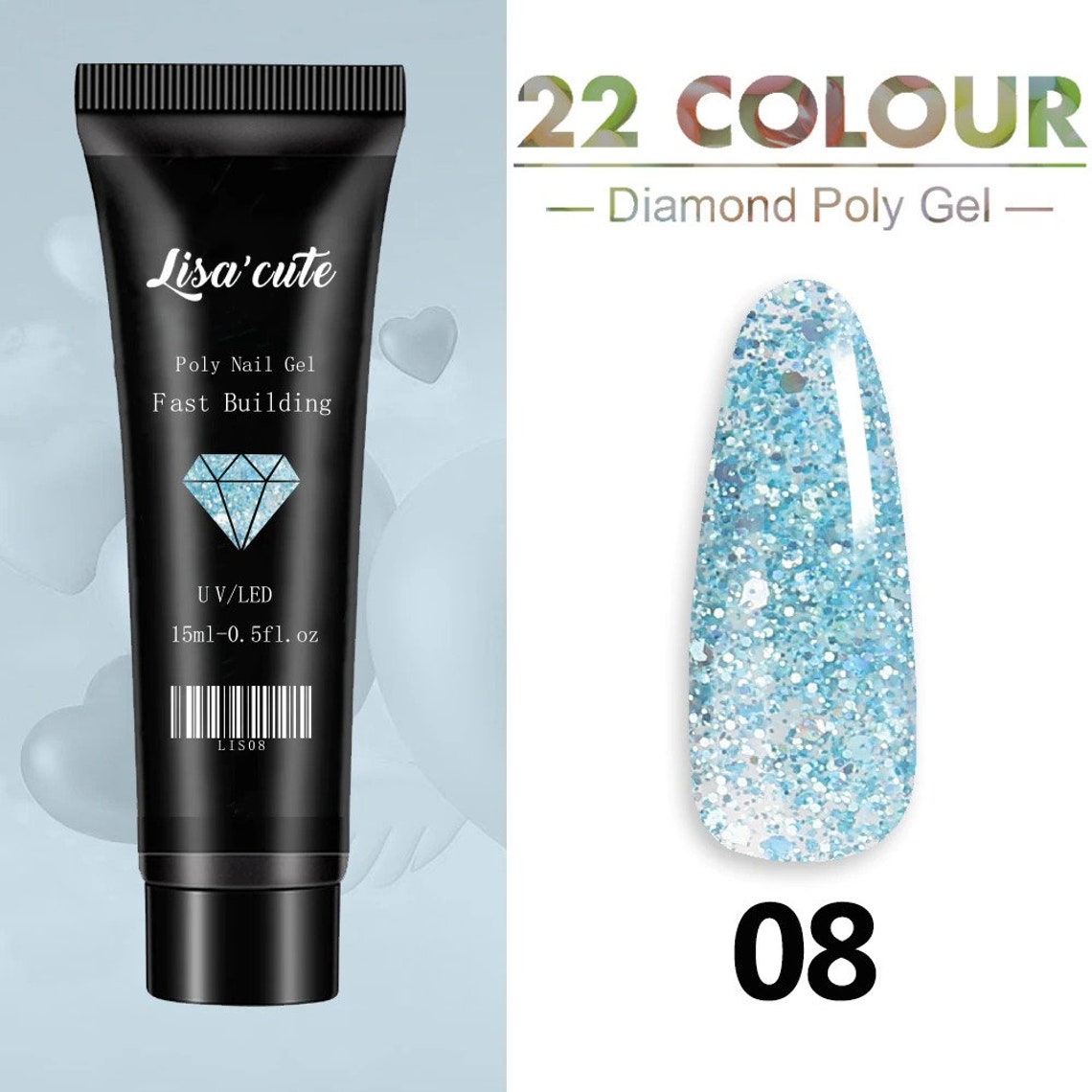 15ml Poly Nail Gel Glitter Builder Gel All For Manicure Nail Etsy