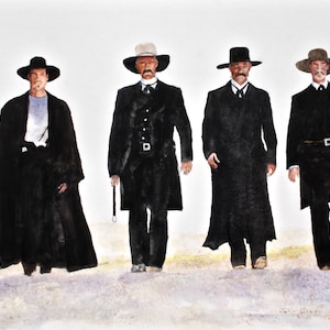 Tombstone, Arizona, Val Kilmer, Sam Elliot, Man Cave Art, Kurt Russell, Wild West Art, OK Corral Shootout, Doc Holiday, Wyatt Earp,