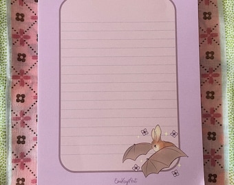 Kawaii Bat Notepad: Pink Stationery for Notes & Letters