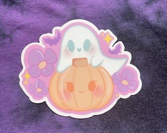 Cute Halloween Ghost and Pumpkin Sticker | Ghost Sticker | Jack O Lantern Sticker | Pumpkin Sticker|  Halloween | Halloween Sticker | Cute