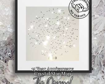 15 Year Anniversary Crystal Star Map Crystal Anniversary Gift Metal Foil Custom Constellation Crystal Anniversary Gift for Husband Him