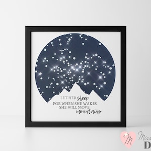 Carte Crystal Mountain Star, laissez-la dormir, laissez-le dormir, anniversaire de mariage personnalisé, fiançailles, cadeau de shower de bébé, décoration de chambre d'enfant