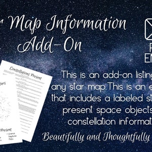 Star Map Information Constellation Space Objects Email PDF Customized Add-On Labeled Map