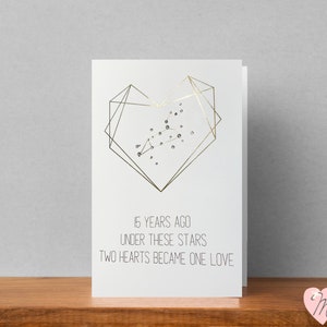 Crystal Star Map Card 15 Year Crystal Anniversary Card Wedding Card Baby Shower Card Zodiac Birthday Card Customized Zenith Constellation