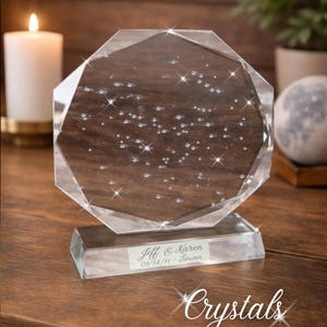 15 Year Crystal Anniversary Gift – Custom Engraved Star Map Crystal – 15th Wedding Anniversary Keepsake – Personalized Night Sky Crystal