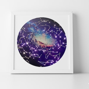 Kristallen verjaardag sterrenkaart Kristallen sterrenkaart 15e huwelijksverjaardag aquarel Galaxy achtergrond kleur cadeau voor echtgenoot Babyshower