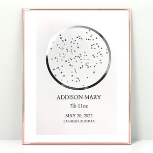 Crystal Star Map Mini Map 4x6 Crystal Kristall Jahrestag Baby Shower Geburtstag Geburt Stats Star Chart Astrologie