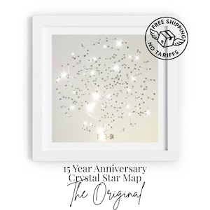 Crystal Star Map Crystal Anniversary 15 Year Anniversary Gift Metal Foil Custom Constellation Crystal Anniversary Gift for Husband Him