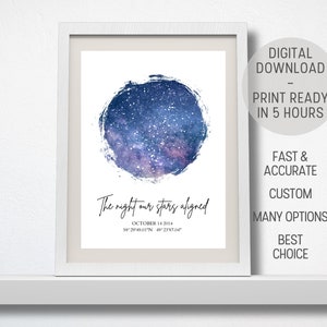 Mapa Estelar Personalizado | Impressão do céu noturno | Gráfico de estrelas personalizado | Estrelas da Noite | Mapa Estelar | Mapa Estelar | Casamento | Aniversário | Aniversário | Mapa da Galáxia