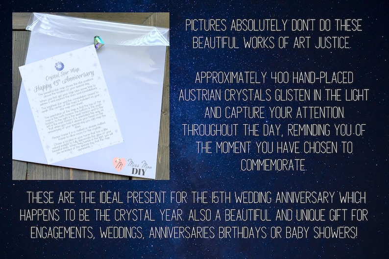 Crystal Star Map Crystal Anniversary 15 Year Anniversary Gift Metal Foil Custom Constellation Crystal Anniversary Gift for Husband Him image 4