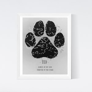 Pet Memorial Star Map – Personalized Night Sky Print for Pet Loss with Foil & Crystals – Rainbow Bridge Gift, Dog or Cat Remembrance Art