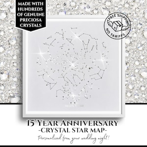 Crystal Star Map Crystal Anniversary 15 Year Anniversary Gift Metal Foil Custom Constellation Crystal Anniversary Gift for Husband Him