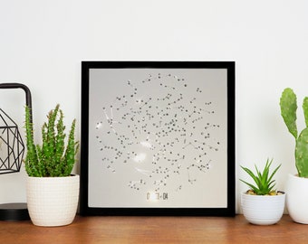 3 Modern Crystal Star Map Crystal Anniversary 3rd 3 Year Anniversary Gift Metal Foil Custom Constellation Modern Gift for Him Husband