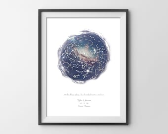 15 Year Anniversary Foil Galaxy Crystal Star Map Crystal Anniversary Gift Metal Foil Custom Constellation Crystal Anniversary Gift