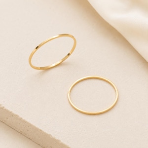 Thin Gold Stacking Ring, 1mm Minimalist Band Ring, Dainty Everyday Ring, Simple Gold Ring, Meaningful Gift for Her