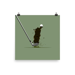 Poster of Tiger Woods&#39; Perfect Golf Iron Swing and Divot | golf gift