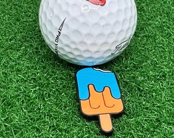 Blue and Orange Popsicle Golf Ball Marker | Golf Gift Accessory - Etsy