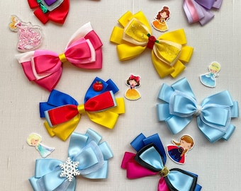 Princess Inspired Hair Bow Clip, Girls Character Accessory, Alligator Clip, Birthday Wear