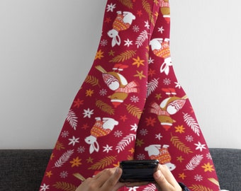 Hygge Christmas Printed Womens Plus Size Leggings - Winter Bunnies and Birds Leggings