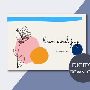 Liebe und Freude Postkarte | Druckbare Postkarte | Raumdeko | Frühlingspostkarte | Süße und warme Postkarte | Blumen Postkarte | Minimalistisch
