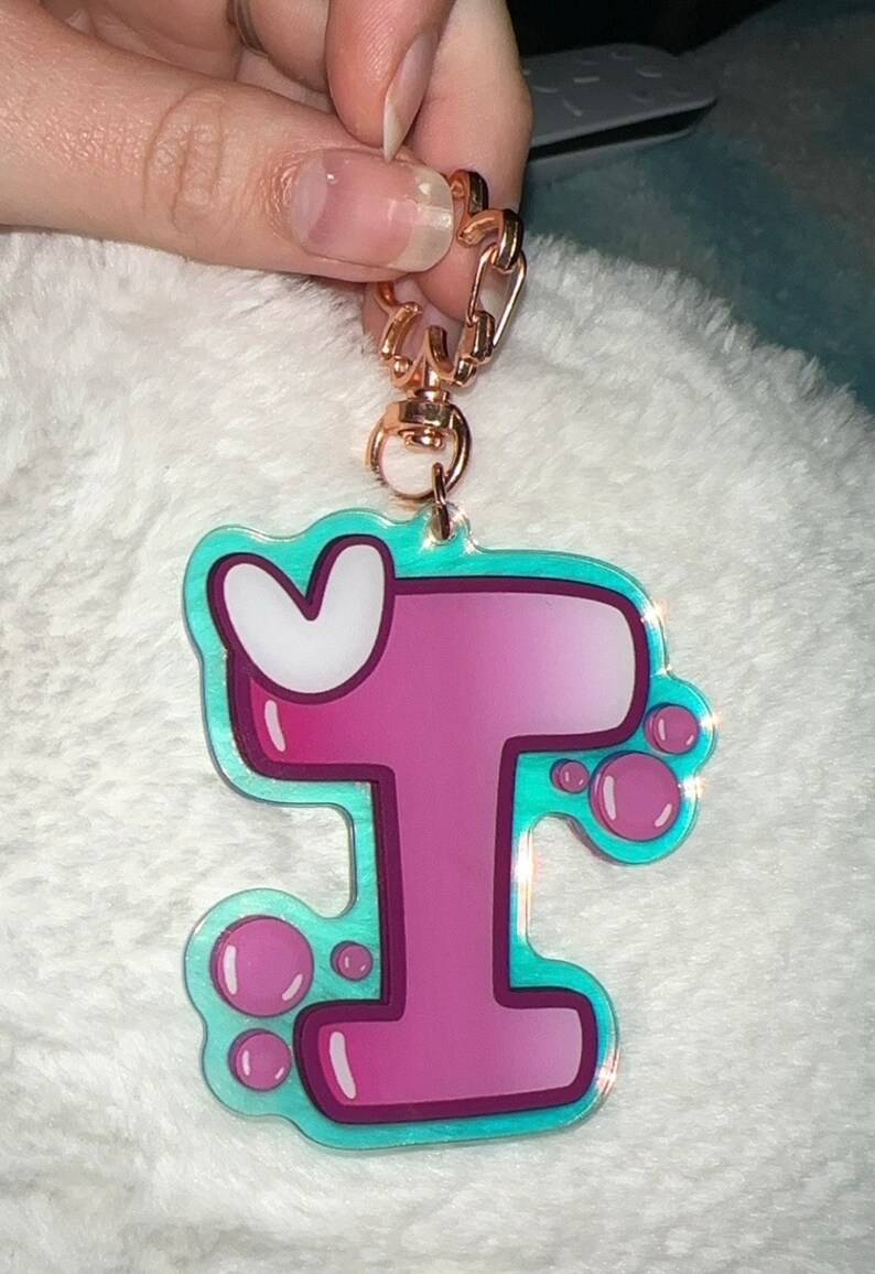 Acrylic Bubble Gum Letter Keychains Etsy