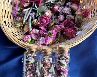 Scented Hand Picked and Dried Flowers Potpourri – Sweet Garden Glass Bottle Gift (Set of 3)