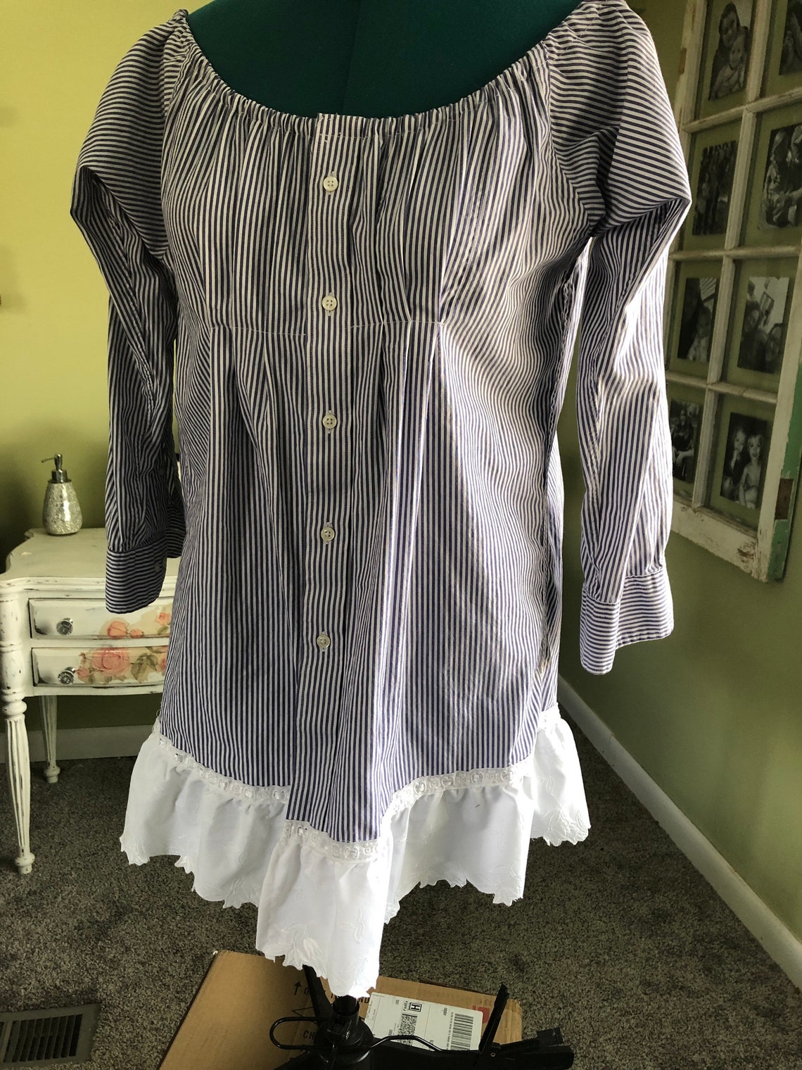 Refashioned/ upcycled mens shirt into womens dress Etsy