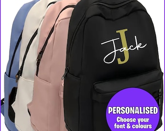 Personalised Initial Name Backpack for Kids, Custom Name Back Pack for Kids Boys Girls, Back to School Essential RuckSack Backpack