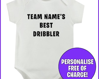 Personalised Best Dribbler Football team Baby Bodysuit / Babygrow / Vest - Perfect Custom Present gift