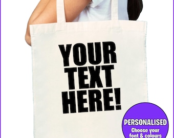 Custom Personalised Text Tote / Canvas Bag - Perfect for gift or Business