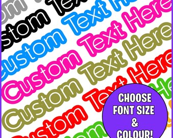 Outlined Personalised Word / Name vinyl Decals - Custom Names or words ideal for Lunch Boxes, Notebooks, Glass, Water Bottles Bridal Custom