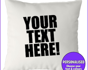 Personalised Cushion Cover - Any Name, Custom fonts and colours