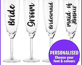 Personalised Wedding Vinyl Decal Sticker for Champagne Flute Prosecco - Perfect for Weddings events and party's