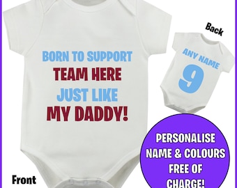 Personalised Football Born to Love Custom Baby Name Vest Baby Grow Bodysuit Perfect Custom Present gift