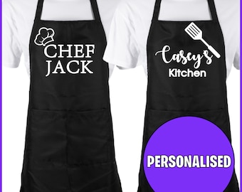 Personalised Apron With Pocket Kitchen Workwear Chef Printed Custom Text
