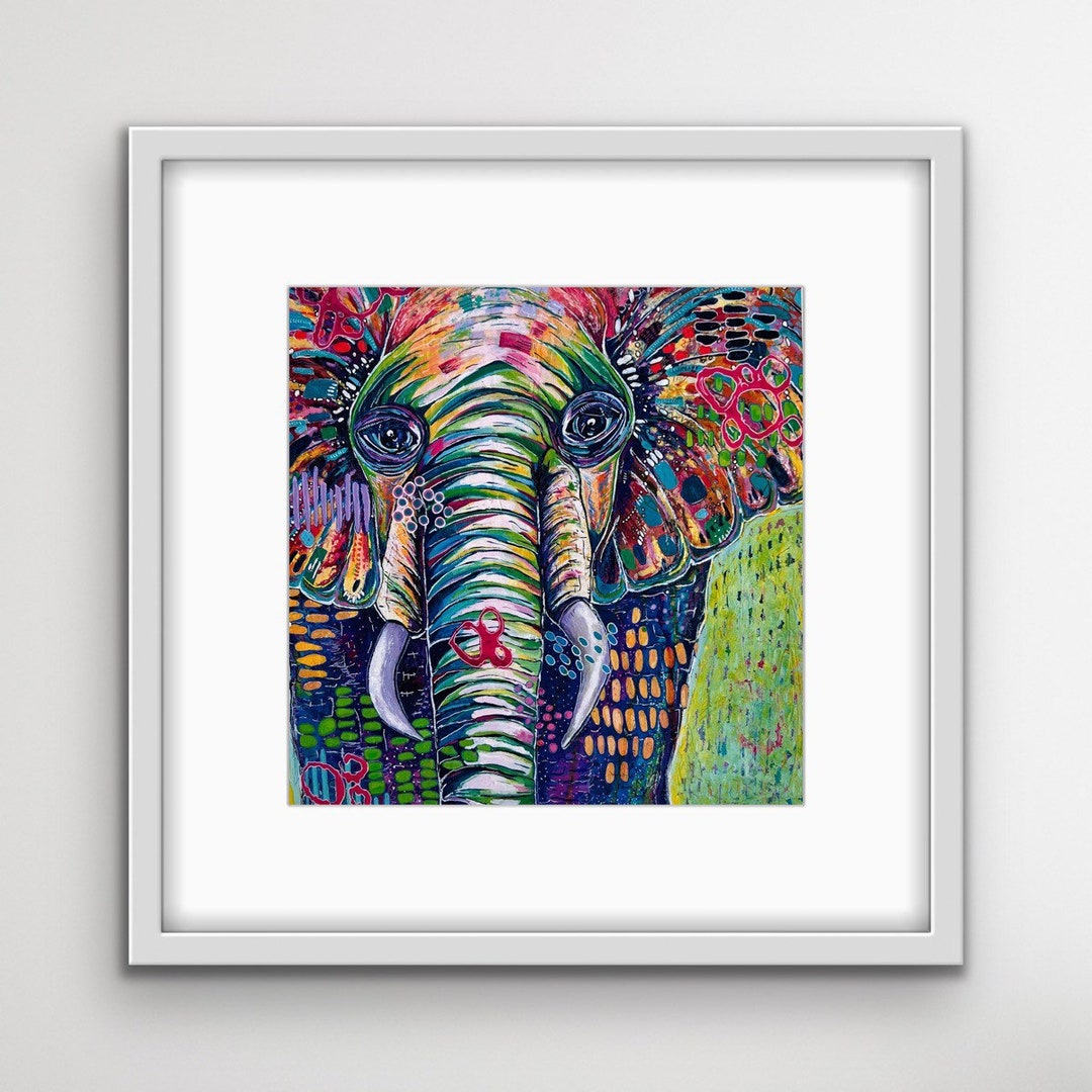 Colorful Elephant Wall Art Prints Elephant Gifts for Women Etsy
