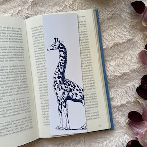 Giraffe Bookmark, White and Blue, Gift Idea for Readers