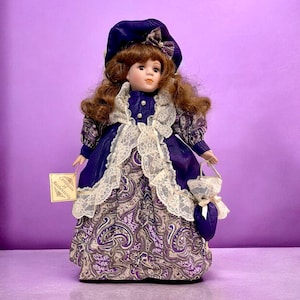 Purple Dress Porcelain Doll - Etsy Purple Dress Porcelain Doll - Etsy