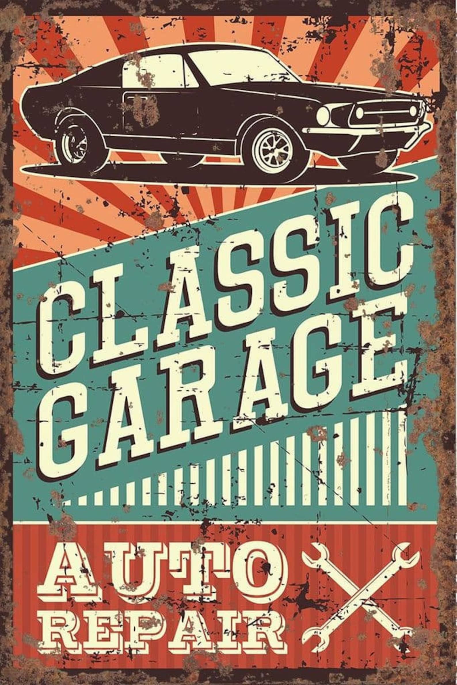 Classic Garage Auto Repair Metal Vintage Wall Sign Etsy