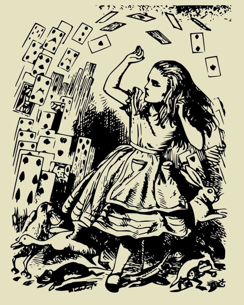 Alice in Wonderland Cards Illustration Metal Wall Sign Etsy