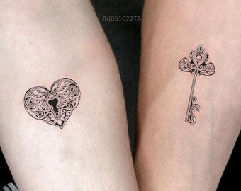 matching lock and key tattoos for couples