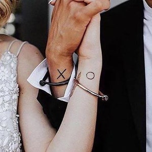 Tatuaje de pareja con la letra X o - Tatuaje temporal para pareja - Tatuaje con significado a juego para pareja - Tatuaje falso extraíble e impermeable