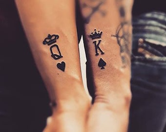 King and Queen Tattoo Temporary Tattoos set of 4 