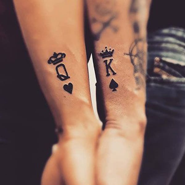 Queen And King Temporary Tattoo For Couple - Removable Couple Matching Tattoo - Waterproof Couple Tattoo - Meaningful Fake Tattoo For Lover