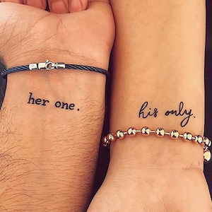 Her One His Only Couple Tattoo - Meaningful Matching Tattoo For Couple - Temporary Tattoo For Couple - Removable Tiny Tattoo Waterproof