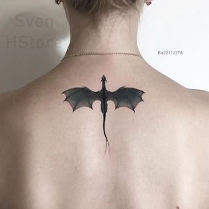 Minimalist Dragon Temporary Tattoo, Small Blackwork Dragon Waterproof Tattoo, Tiny Tattoo For Women, Simple Dragon Fake Tattoo, Girly Tattoo
