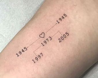 Personalized Birth Date Family Tattoo, Birth Year Temporary Tattoo ...