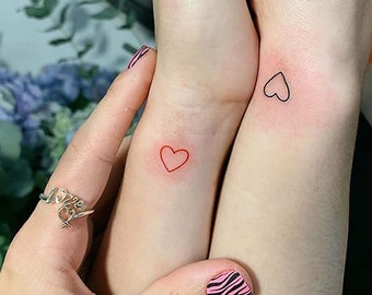 Outline Heart Tattoo, Couple Matching Tattoo, Mini Temporary Tattoo Heart Color, Heart Couple Tattoo, Heart Temporary Tattoo, Heart Tattoo