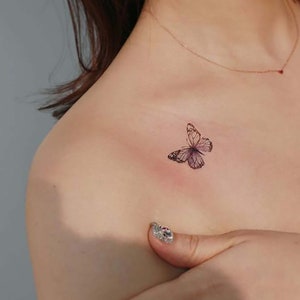 Minimalist Butterflies Temporary Tattoo, Butterfly Tattoo, Small Butterflies Waterproof Tattoo, Hand Drawn Fake Girly Tattoo, Birthday Gift
